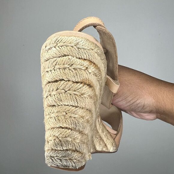 3.1 Phillip Lim Tan/Cream Leather Peep Toe Espadrille Wedges Size 8 - Picture 12 of 16